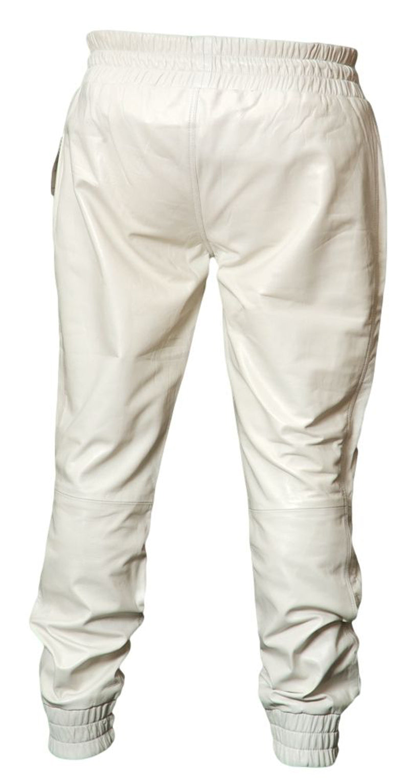 Picture of white leather jogggers, back view 