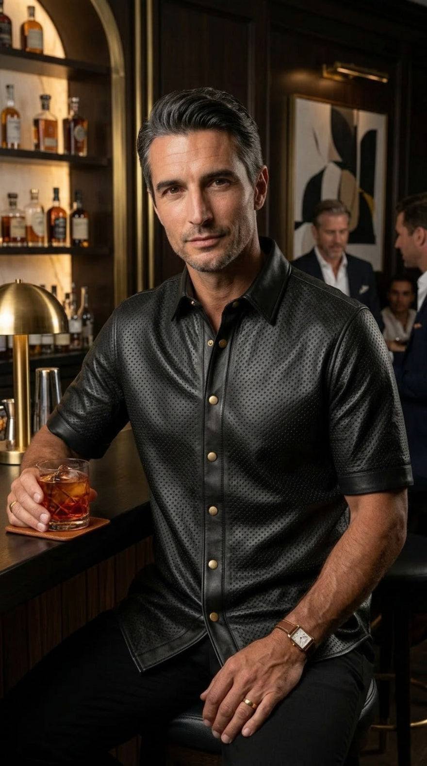 Summer-smart fashion leather: shirts, pants, and shorts