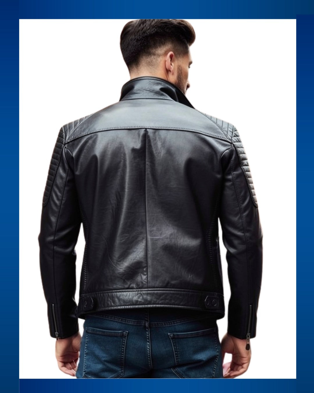 Mens Black Leather Cafe Racer Jacket