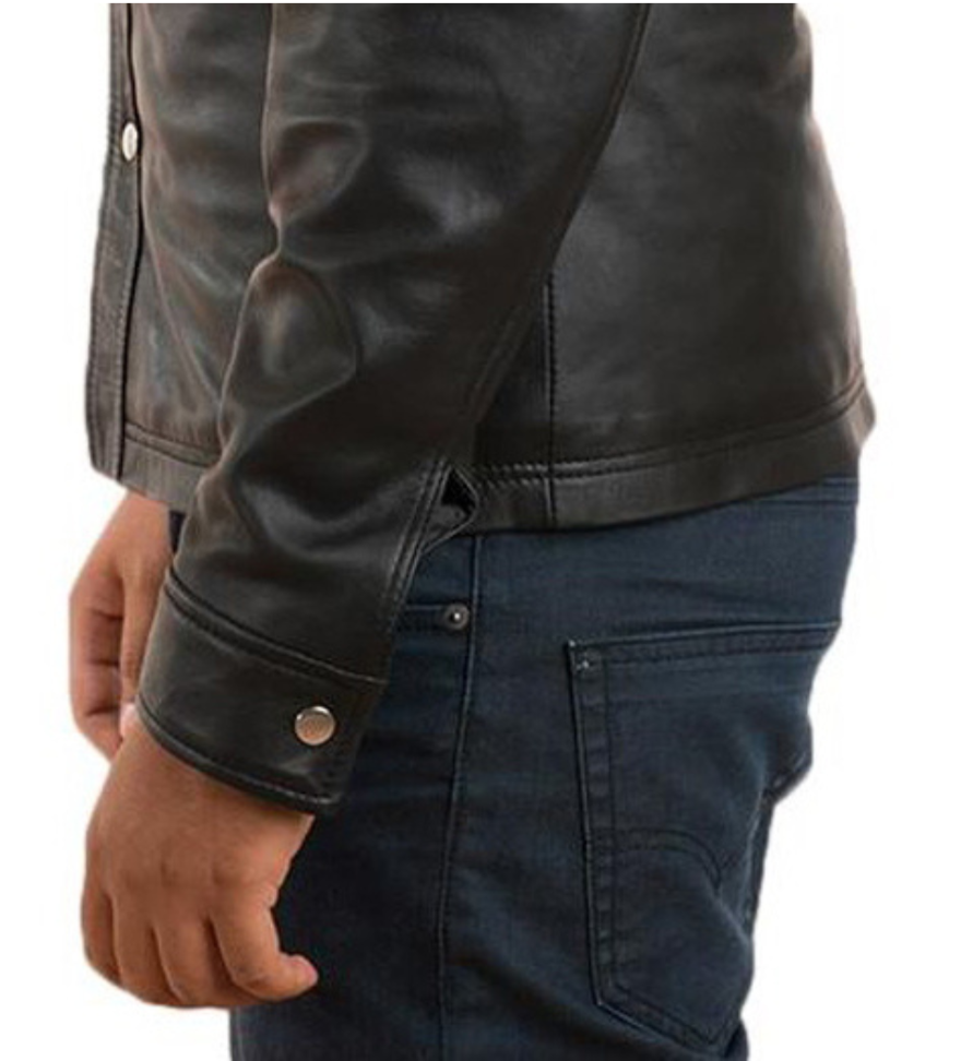 Close up picture of the sleeve end and button style we will use for our Mens Custom Made Leather Shirt