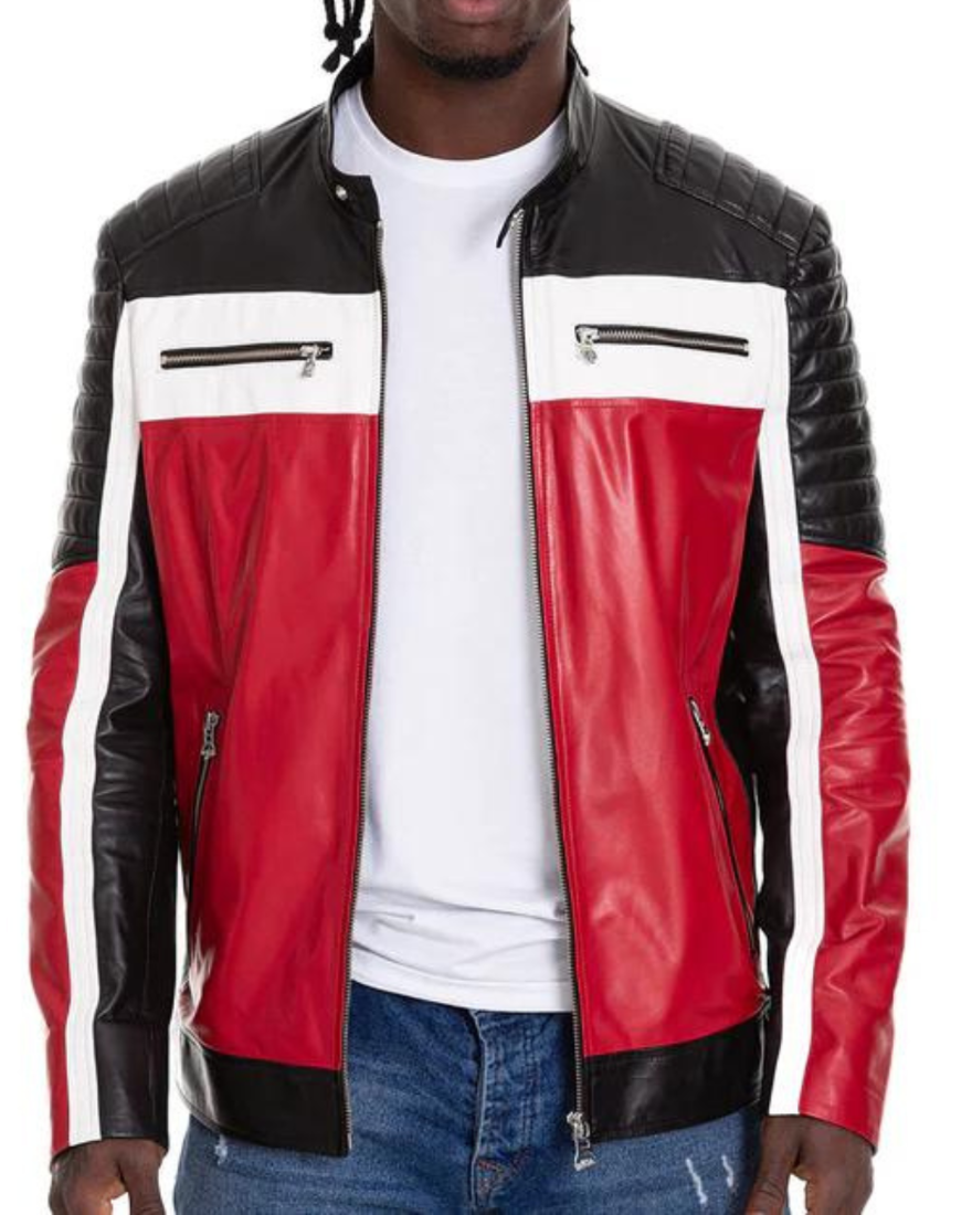 Picture of our  Multicolor Leather Jacket Mens , front view