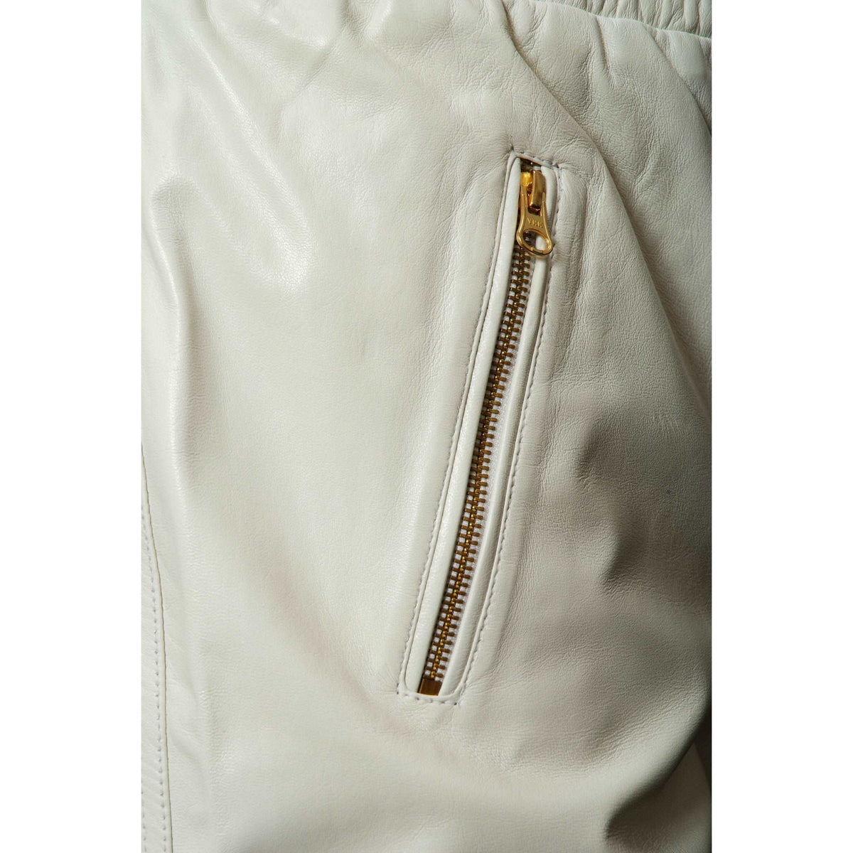 Womens White leather joggers pocket