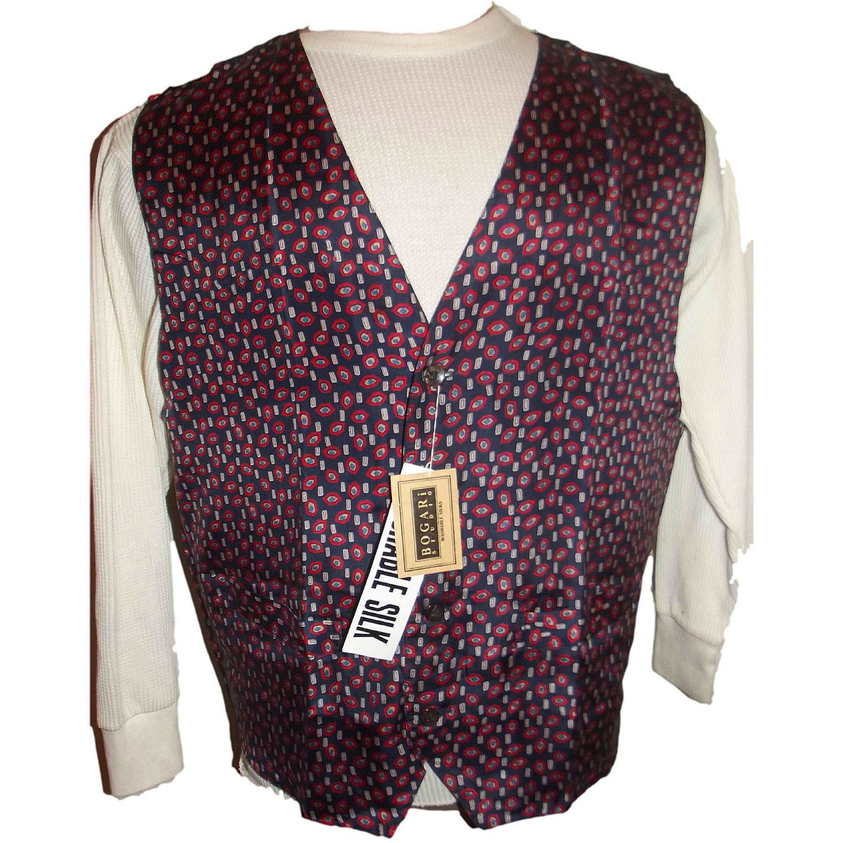 Mens Silk Vest from BOGARi Studio Diamond Pattern 100% Silk Washable